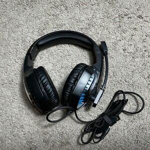 e Gaming USB Wired Headset Black, White 7.1 Surround Sound With Boom Mic VG1